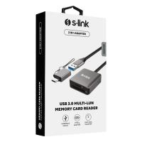 S-LINK SL-CR21 TypeC ve USB3.0 SD/Micro SD 110M/S Hızlı 2 in 1 Metal Kart Okuyucu